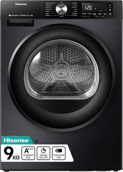 Hisense DH1Q802BW2 60Cm Freestanding 8 KG Heatpump Front Load Tumble Dryer, 16 Programmes, Auto Dry, Steam Refresh, Allergy Care - White