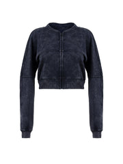 Women Acid Wash Zip Tracksuit Straight Leg Joggers - Stylish Female Jacket - Womenswear Full Sleeve Casual Comfort Zip Style Drawstring Pant