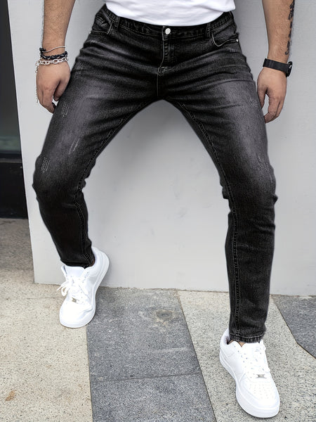 Men'S Denim Slim Fit Slimming Black Stretch Men'S Easy Casual Small Straight Leg Business Men'S Pants, Suitable for All 4 Seasons