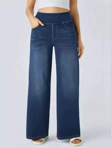 Women's Slim Fit Straight-Leg Jeans - Solid Color Casual Denim Pants with Pockets, Machine Washable for Spring/Fall, Versatile for Everyday & Semi-Formal Wear, Everyday Jeans | Modern Denim | Practical Pockets