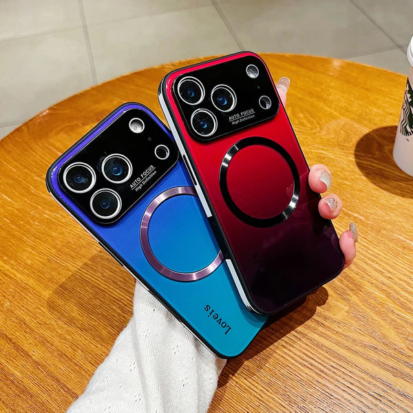 Phone Case - High-End Gradient Color Magnetic Glass Phone Case for Large Windows, Compatible with Iphone 17, 16, And 15 Pro Max, Featuring Wireless Charging And Complete Shock Resistance