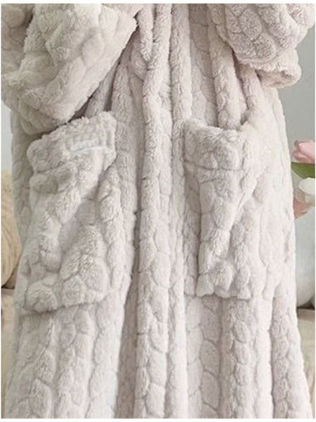 Adult Women's Hooded Night Dress - Preppy Style, Soft Flannel & Polyester Knit Fabric - Fall/Winter Lounge Wear | Cozy Fleece with Pockets | Machine Washable