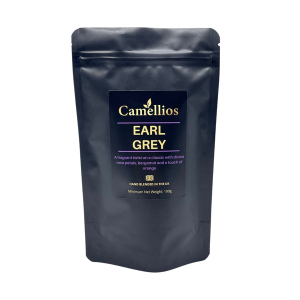 Earl Grey Tea - Loose Leaf Black Tea with Bergamot & Rose - 100g Pack (40–50 Cups) - Elegant & Fragrant Blend