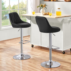 Costoffs Bar Stools Set of 2 Faux Leather Swivel Barstools, Height Adjustable, Modern Bar Chairs with Ergonomic Backrest, Cushioned Seat, Chrome Footrest for Home Kitchen Island Bar Counter, Dark Grey/Black/Retro Brown/White/Light Grey