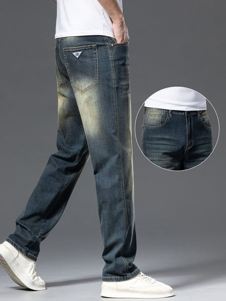 Geng Yuanshi High-End Summer Men's Jeans New Trend Fashion Straight-Leg Light Business Stretch Denim Pants