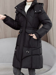 Women's Winter Coat - Thickened Warm Mid-Length Jacket with Front Zipper Closure, Waist-Hugging Fit, Side Pockets - Elegant Cold Weather Outerwear for Everyday & Formal Events - Ladies Winter Coats, Durable Warmth