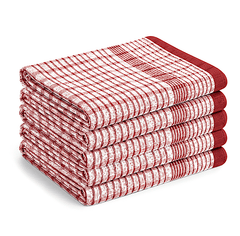 Checked Tea Towels Dish Cloths Pack of 5 Cotton Towels Quick Dry Large Size 50x75cm