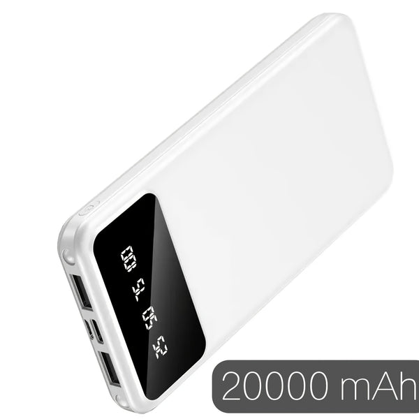 20000/10000mAh Large Capacity Portable Power Bank, Suitable For Charging Android Electronics/ Mobile Phone Devices, Equipped With LED Display/ Dual Output Ports, Portable Emergency Power Supply Device For Outdoor Travel- White/ Black