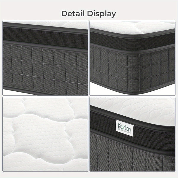 10-Inch Hybrid Pocket Spring Mattress Designed for Pressure Relief And Motion Isolation, Medium-Firm, Delivered in a Box.