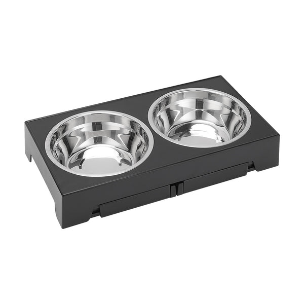 Upgraded Raised Dog Bowl with Stand, Elevated Dog Bowl with 2Large Durable Bowls, 5 Height Adjustable Dog Food Stand for Small Medium Large Sized Dog, 43x23x31cm Black