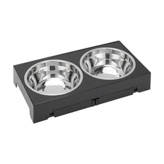 Upgraded Raised Dog Bowl with Stand, Elevated Dog Bowl with 2Large Durable Bowls, 5 Height Adjustable Dog Food Stand for Small Medium Large Sized Dog, 43x23x31cm Black