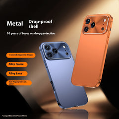 Phone Case: Magnetic Metal Phone Case for iPhone 17 Pro Max 2-in-1 Design Aluminum Alloy Frame Backplate Ultra Thin Protective Cover Comes