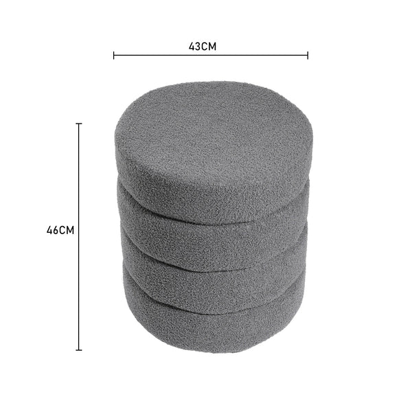 Round Pouffe Stool Liviing Room Bedroom Footstool Teddy Fleece Dressing Table Stool Hallway Shoe Stool