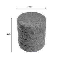 Round Pouffe Stool Liviing Room Bedroom Footstool Teddy Fleece Dressing Table Stool Hallway Shoe Stool