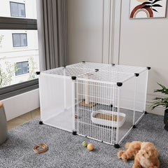 Roofed Cat Playpen System, 12/16/18 Panel Choices, Transparent Cat Enclosure with Top, Complete Kitty Condo with Top Cover, Escape-Proof Indoor Sanctuary, Top Cover Included for Small/Medium Dogs Indoor Protection & Security, Ideal for Indoor Training, Li