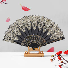 Retro Lace Pattern Hand Fan Portable Folding Fan European Style Decorative Fan for Wedding And Events