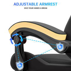 GartistGo Gaming Chair With footrest,Computer Chairs with Lumbar Cushion + Headrest, Height-Adjustable Office Chair for Adults, Girls, Boys