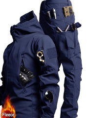 Men'S Soft Shell Winter Two-Piece Set with Multi-Pocket Fleece Jacket And Pants