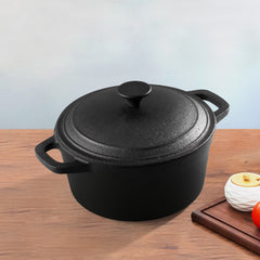 1PC Heavy Duty Double Striped Cast Iron Pot | Black Household Cast Iron Pot | with Double Ears, Suitable for Camping, Picnicking, Kitchen Cooking, Size 24 * 24 * 11cm