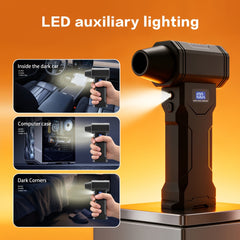 140000RPM Violent Turbofan And Handheld Vacuum Cleaner, 4-Speed, LCD Display, Wireless Vacuum Cleaner, Handheld Fan, Yard Garden Cleaning Tool, Snow Leaf Blower for Portable Air Blowers for Computers, Keyboards, Outdoor Yard Car Cleaning