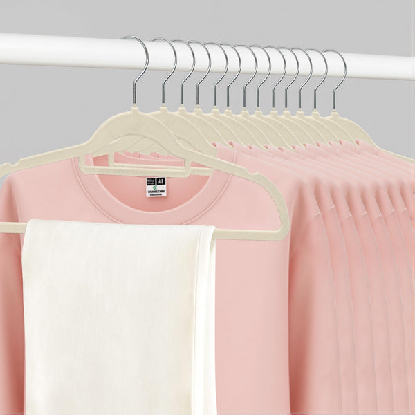 Velvet Hangers 30 Pack - Non-Slip Clothes Hangers with Tie Bar & 360° Hook - Durable & Sturdy, Space-Saving Wardrobe Organisers for Suits, Jackets & Clothes