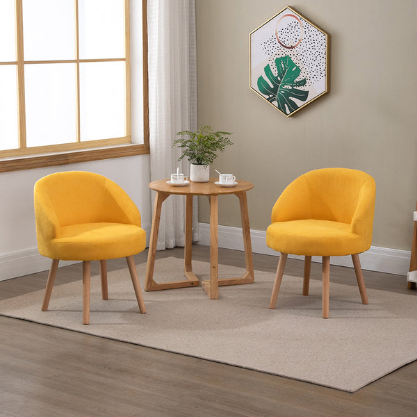 Set of 2 Small Accent Occasional Lounge Sofa, Guest Reception Sofa Chair Office Chair, Tub Chairs Upholstered Fabric with Solid Wood Legs