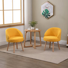 Set of 2 Small Accent Occasional Lounge Sofa, Guest Reception Sofa Chair Office Chair, Tub Chairs Upholstered Fabric with Solid Wood Legs