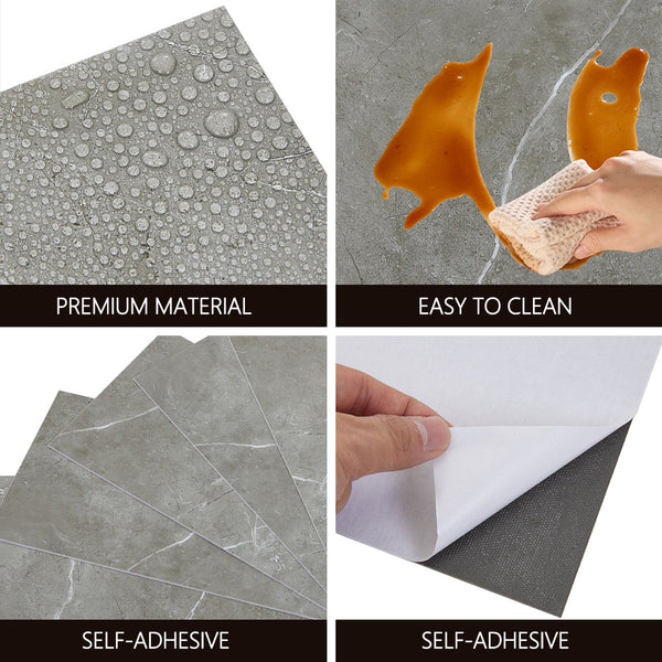 36pcs Self Adhesive Vinyl Flooring, 15X30cm Wood & & Stone Grain Effect Peel and Stick Floor Tiles, Waterproof Flooring Stickers for Home Office Bedroom Kitchen Living Room