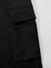6pcs Women'S Casual Short Camisole And Elastic Waist Pocket Work Pants Set for Spring And Summer, Solid Color Everyday Outfit