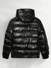 [Pearson OBM] Men'S Shiny Stamp Detachable Hood Long Sleeve Warm Coat Jacket