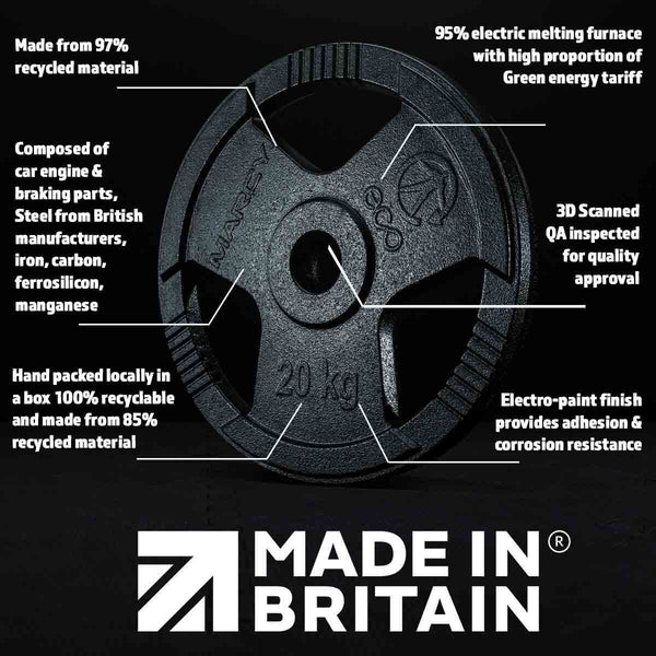 Marcy Made in Britain Eco 100Kg Olympic Weight Set with 7Ft Barbell