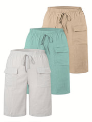 Circle 3pcs Set Standard Size Women's Shorts Casual Beach Pants with Pockets