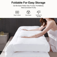Luxury Mattress Topper Extra Thick 4-Inch/ 10cm Deep | Fitted Bed Mattresses Toppers with Soft Fiber | Single Double King Super King Small Double Sizes UK Bedding Size