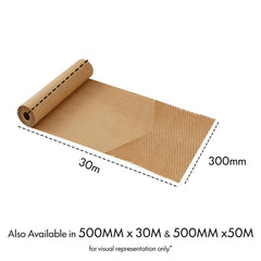 ePackaging Honeycomb Packaging Paper Roll – Strong Cushioning Wrap for Shipping & Fragile Items, Kraft Packing Paper in 300MM×30M, 500MM×30M & 500MM×50M Sizes
