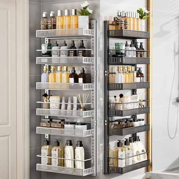 Heavy Duty 6-Tier Metal Over The Door/Wall Mounted Pantry Organizer - Space-Saving Vertical Kitchen Storage Shelf with Hanging Rack, Suitable for Cans, Spices, Pantry Organization - Easy Installation, Door/Wall Mountable