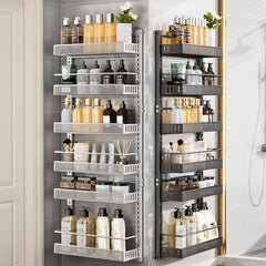Heavy Duty 6-Tier Metal Over The Door/Wall Mounted Pantry Organizer - Space-Saving Vertical Kitchen Storage Shelf with Hanging Rack, Suitable for Cans, Spices, Pantry Organization - Easy Installation, Door/Wall Mountable