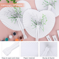 10pcs Set of Vibrant Heart-Shaped Folding Handheld Paper Fans with Silvery Plastic Handles - Perfect for Birthday Parties, Weddings, And Gifts, Craft