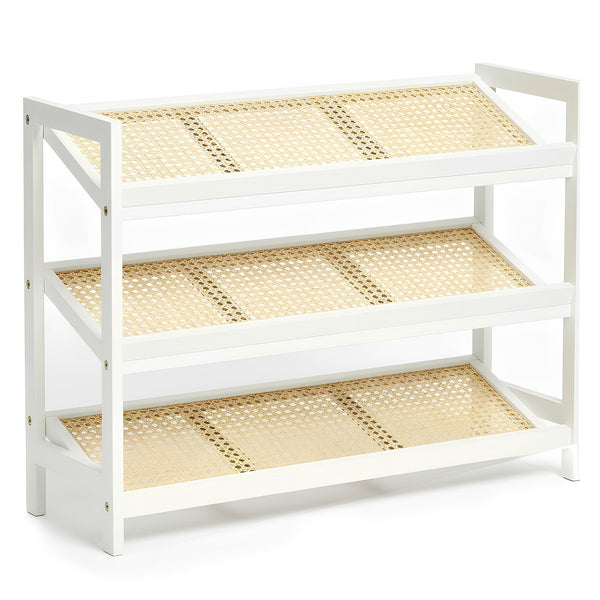 KEPLIN 2/3/4-Tier Bamboo and Rattan Shoe Rack Organizer – Durable, Easy Assembly – Compact Design for Entryway, Closet, or Hallway – Stylish and Functional Storage – Black and Natural