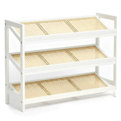 KEPLIN 2/3/4-Tier Bamboo and Rattan Shoe Rack Organizer – Durable, Easy Assembly – Compact Design for Entryway, Closet, or Hallway – Stylish and Functional Storage – Black and Natural