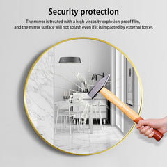 50CM Wall-Mounted Bathroom Makeup Mirror, Round Bedroom Dressing Mirror with Hanger, Bathroom Bedroom Living Room Entrance Hall Decorative Mirror, Gold Aluminium Frame