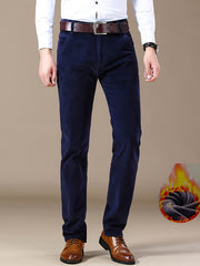 Men's Four-Season Corduroy Slim Fit Straight-Leg Casual Trousers