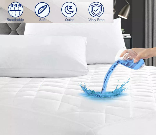 ELAFY Quilted Extra Deep Waterproof Quilted Mattress Protector Fitted Bed Sheet Cover Topper Bedding Fits Upto 30cm DEEP MATTRESS