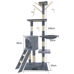 Cat Tree Scratching Post, Stable Structure KittenActivity Centre Pet Toy Scratcher, Tall Cat Furniture Climbing Tower for Indoor Cats, Grey