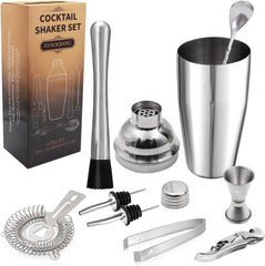 Cocktail Shakers Set,7 Pieces Cocktail Making Kit,Cocktail Shaker Set 750Ml Stainless Steel Bar Tool Set Bartender Kit with Double Jigger,Muddler,Strainer,Pourers,Mixing Spoon