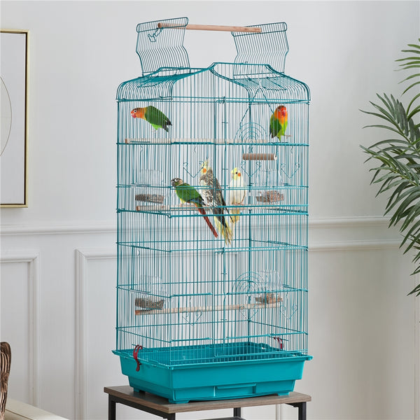Costoffs Bird Cage Open Top Metal Birdcage with Tray, Feeders, Double-Door, 104.5cm Height