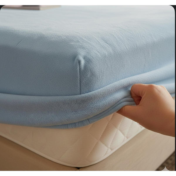 Soft Flannel Fitted Bed Sheet – Winter Warmth Mattress Protector, Machine Washable, No Pillowcases, Elastic Deep Pocket Fit for Mattress