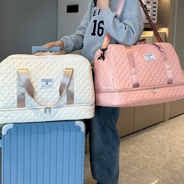 Multifunctional Large Capacity Handbag - Include An Attached Label Card, With Dry/Wet Separation Pockets - Suitable For Travel And Daily Use, Multifunctional Duffel Bag | Stylish Design | Large Handle Bag, Travel Bag, Gym Bag, Travel Bags For Women