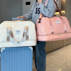 Multifunctional Large Capacity Handbag - Include An Attached Label Card, With Dry/Wet Separation Pockets - Suitable For Travel And Daily Use, Multifunctional Duffel Bag | Stylish Design | Large Handle Bag, Travel Bag, Gym Bag, Travel Bags For Women