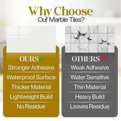 Pearl White 60×30cm Kitchen Tiles Self Adhesive Marble Tile Stickers, PVC Self Adhesive Bathroom Wall Tiles, Waterproof and Oil-Proof Wall Panels for Kitchen, Bathroom, Bedroom