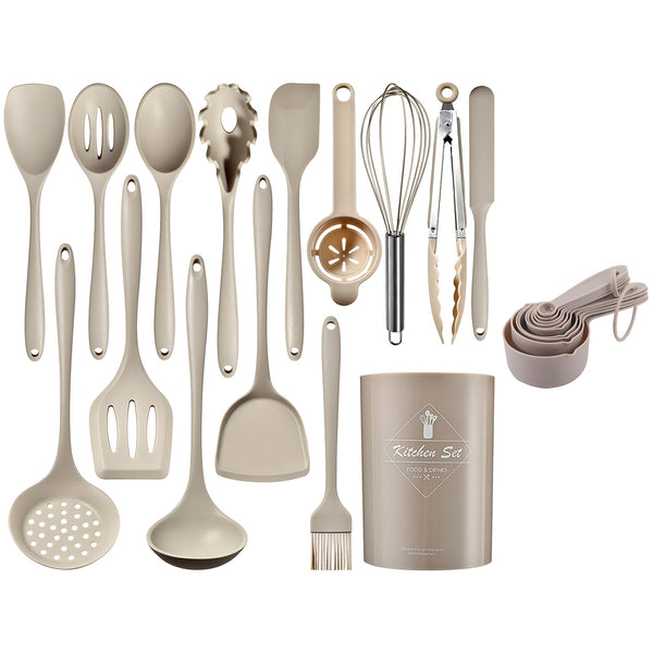 Kitchen Utensils Set Silicone & Stainless Steel Cooking Nonstick Spatula Tools